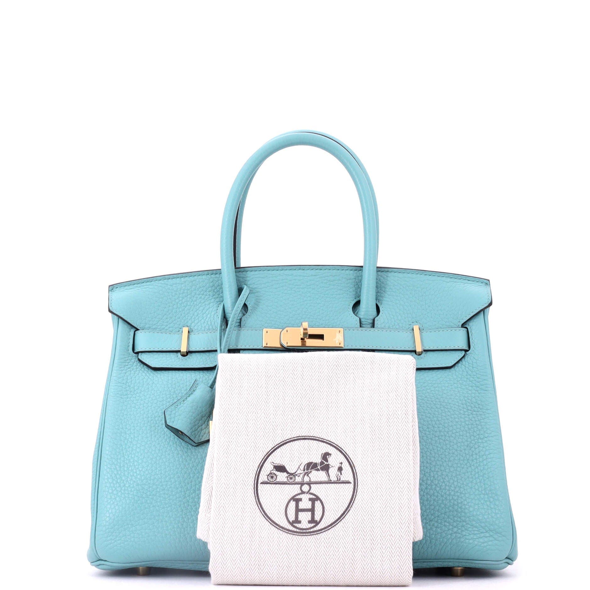 Pre-Owned Hermes Birkin Handbag Blue Clemence with Gold Hardware 30, Alternate, color, Bleu Atoll