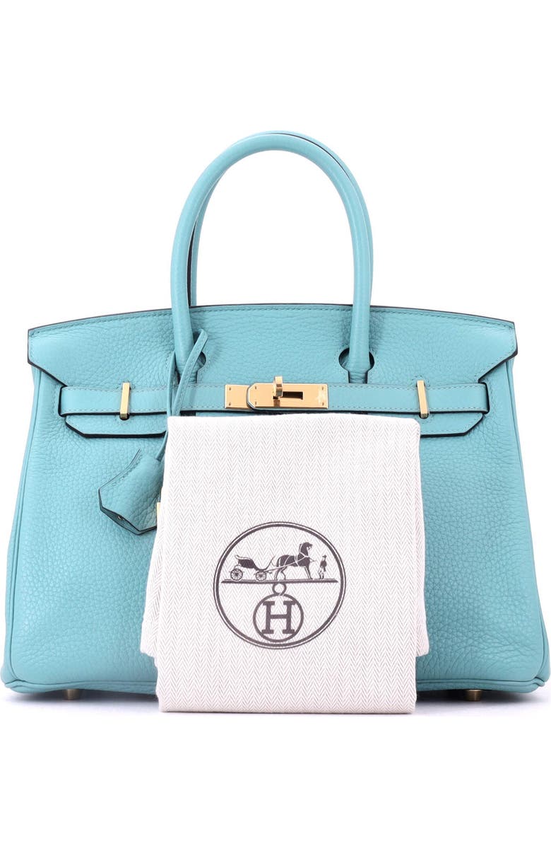 Pre-Owned Hermes Birkin Handbag Blue Clemence with Gold Hardware 30, Alternate, color, Bleu Atoll