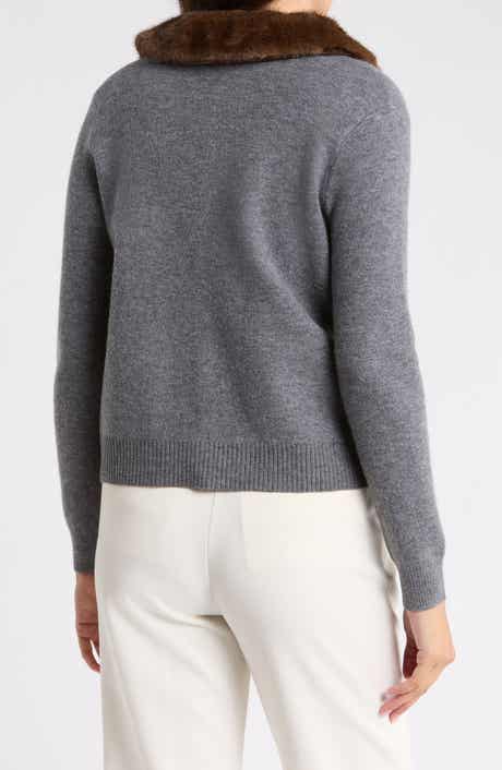 Faux Fur Collar Cardigan