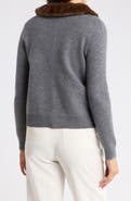 ELIE ELIE TAHARI Faux Fur Collar Cardigan