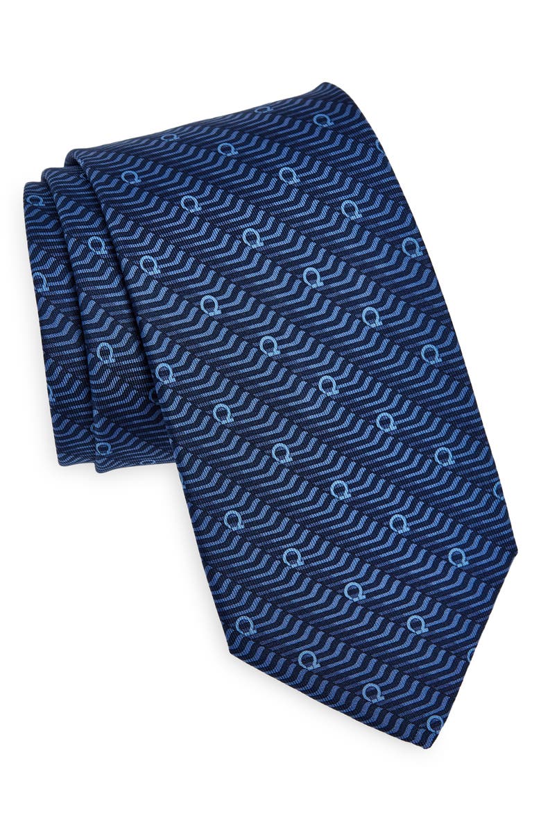 FERRAGAMO Sogno Silk Tie, Main, color, F.marine