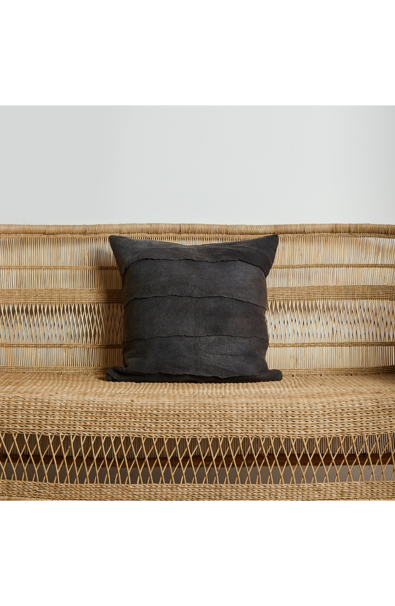 kanju Interiors Layered Hand-Felted Merino Wool Throw Pillow - Square - with Insert, Main, color, Dusty Charcoal