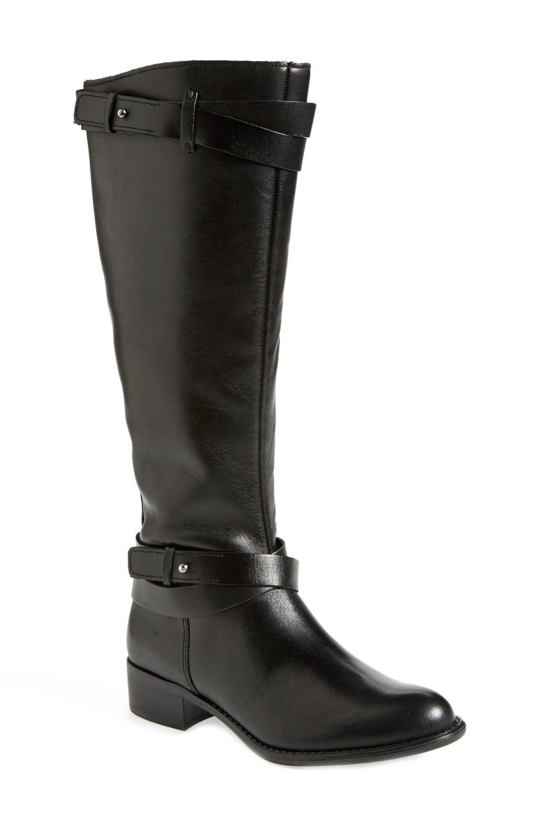 'Canary' Leather Riding Boot, Main, color, BLACK