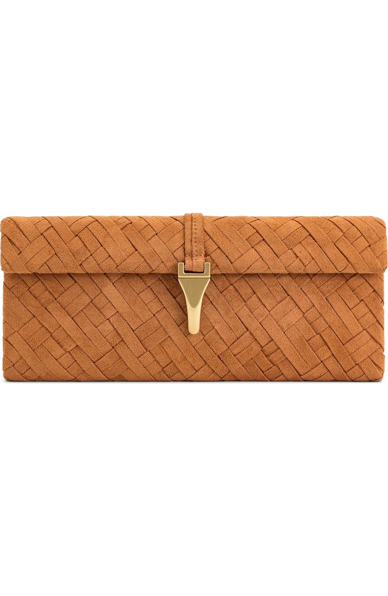 JW PEI Zaria Woven Clutch, Main, color, Brown