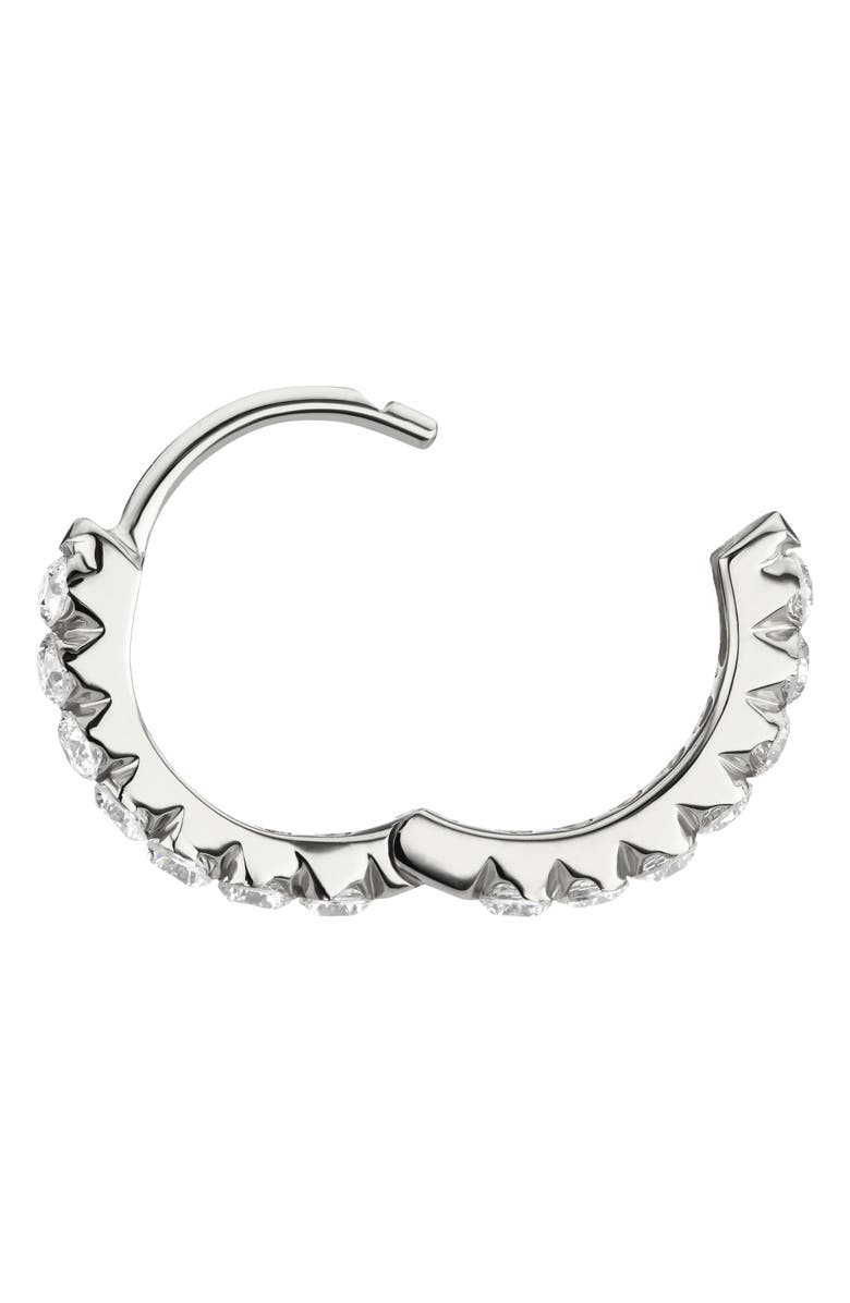 MARIA TASH Invisible Set Diamond Single Clicker Hoop Earring, Alternate, color, 18K White Gold/ Diamond