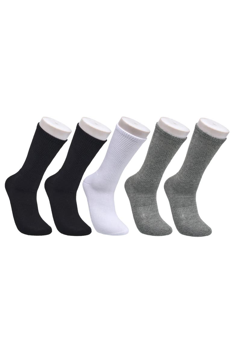 Organic Cotton Half Cushion Crew Sock 5-Pack, Main, color, Grey White Black
