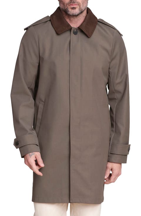 Corduroy Collar Mac Coat with Detachable Hood