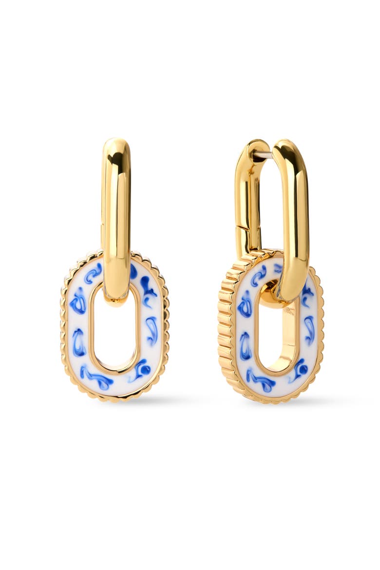 Double Hoop Earrings - Ash Double Marble Blue, Main, color, Gold