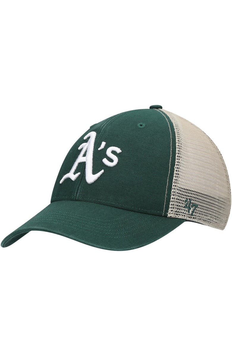 '47 Men's '47 Green/Natural Oakland Athletics Flagship Washed MVP Trucker Snapback Hat, Main, color, 