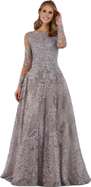 LARA New York Long Sleeves Ballgown Fully Embellished