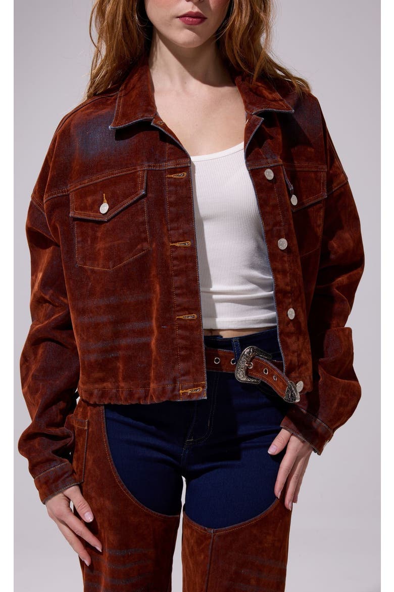 Sampson Velvet Denim Jacket, Main, color, BURNT ORANGE