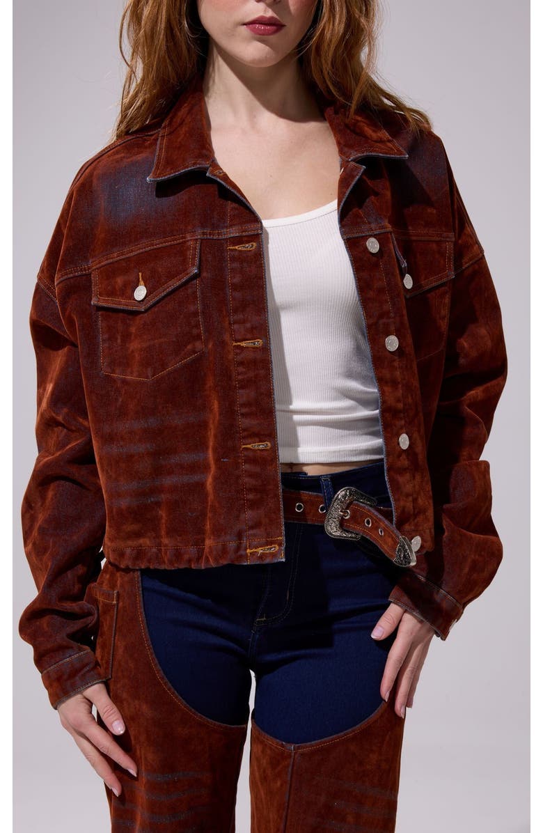 AZALEA WANG Sampson Velvet Denim Jacket, Main, color, Burnt Orange