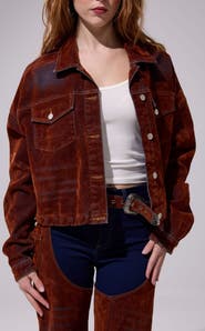 AZALEA WANG Sampson Velvet Denim Jacket
