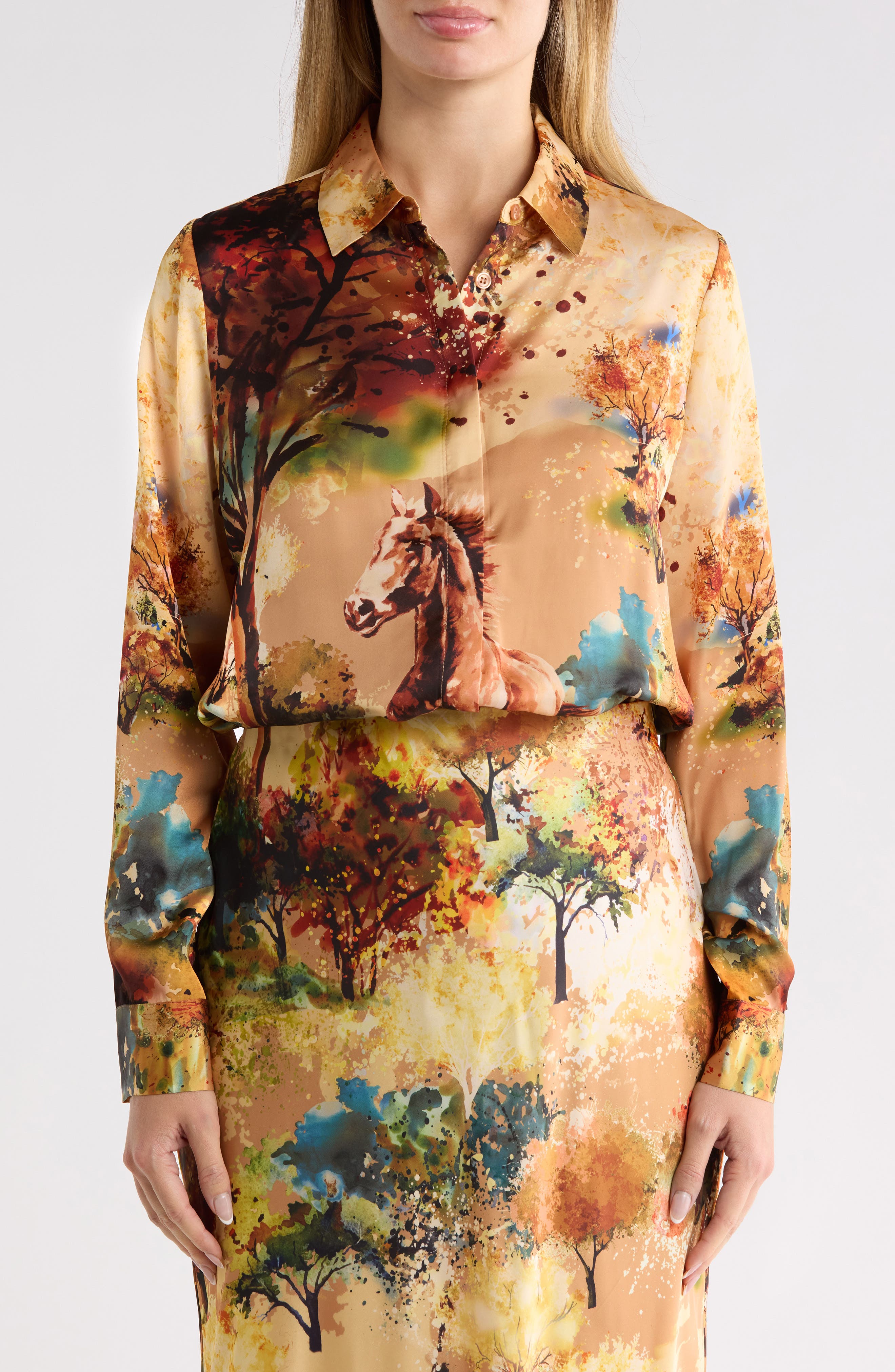 Horse Print Long Sleeve Shirt