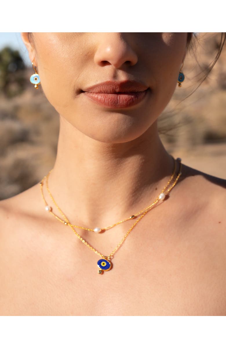 Ottoman Hands Alara Evil Eye Pendant Necklace, Alternate, color, Navy