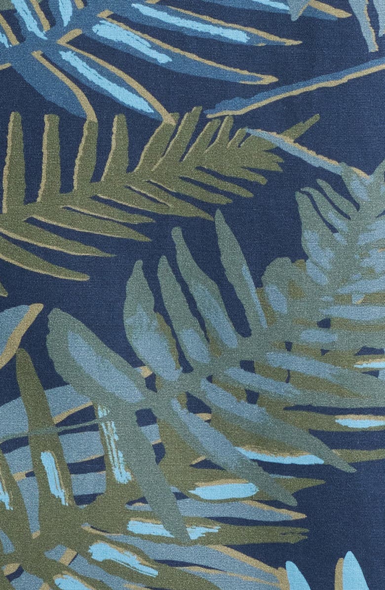 Bugatchi Orson Shaped Fit Leaf Print Camp Shirt, Alternate, color, Navy