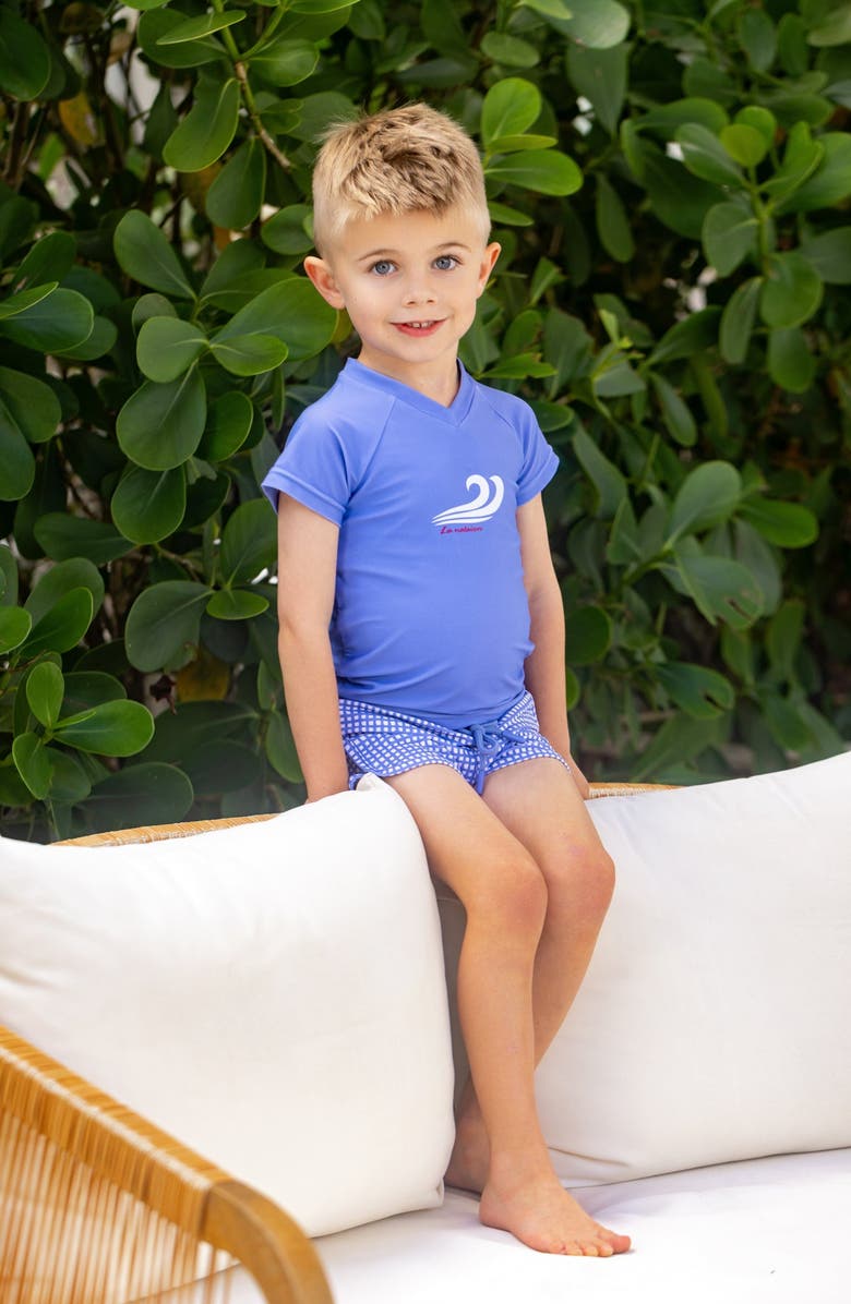 NoggiWear Gingham Rash Guard, Alternate, color, Blue