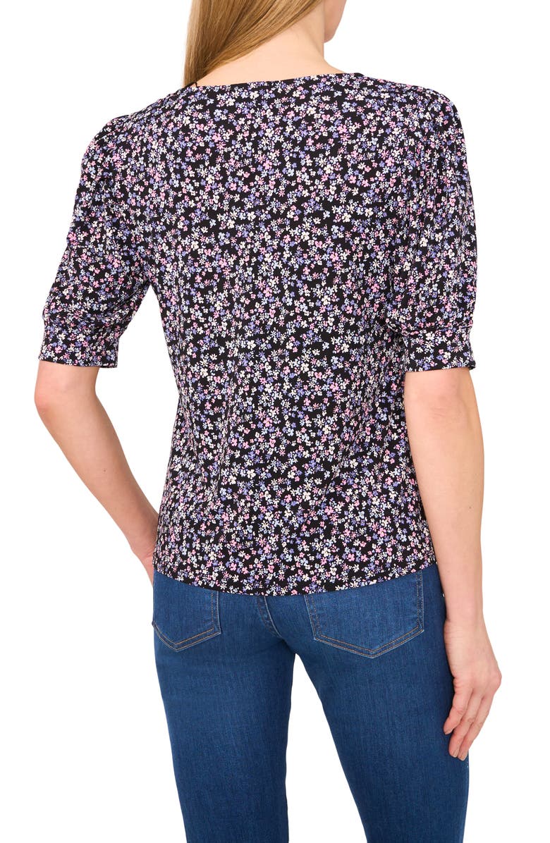 CeCe Floral Print Puff Sleeve Top, Alternate, color, 