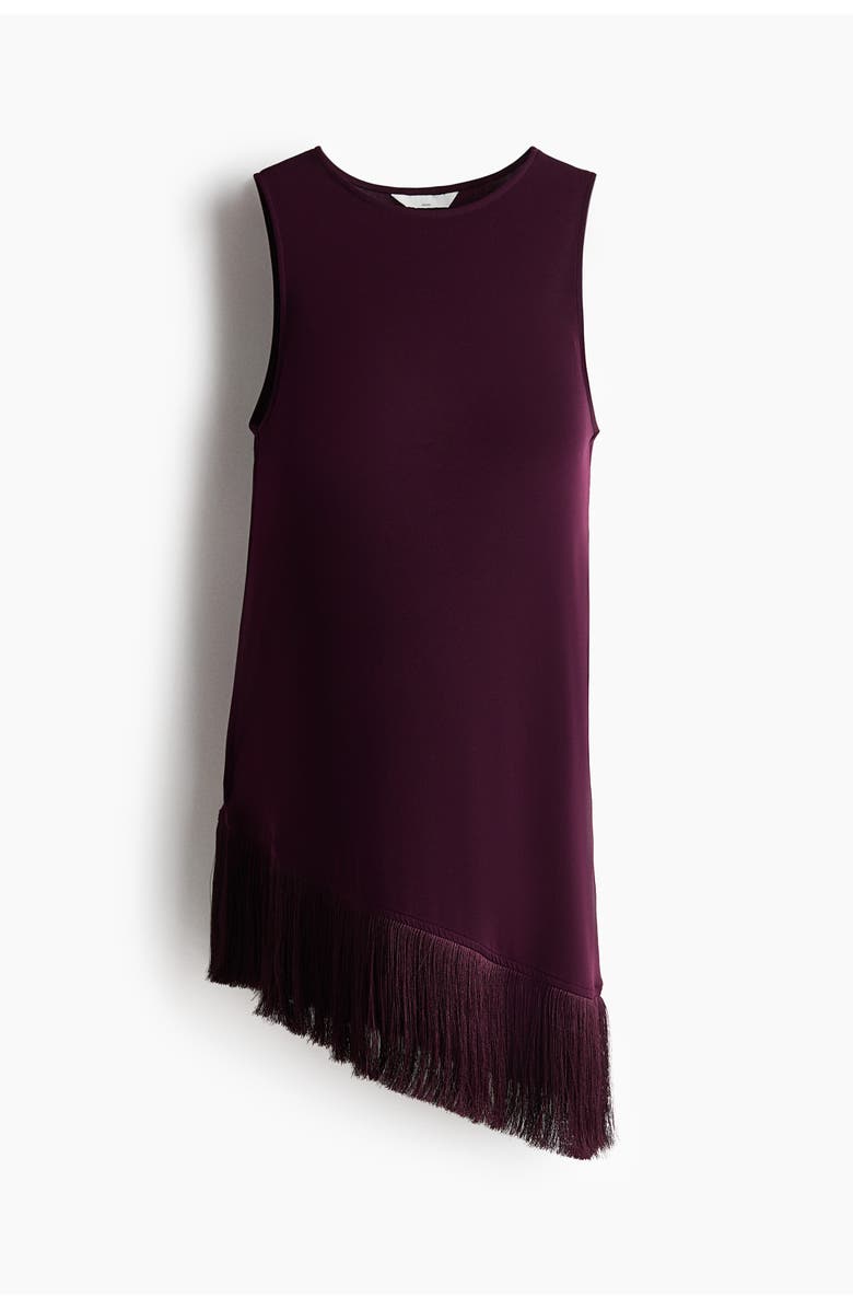 H&M Mama Asymmetric Fringe-trimmed Top, Main, color, Dark Plum Purple