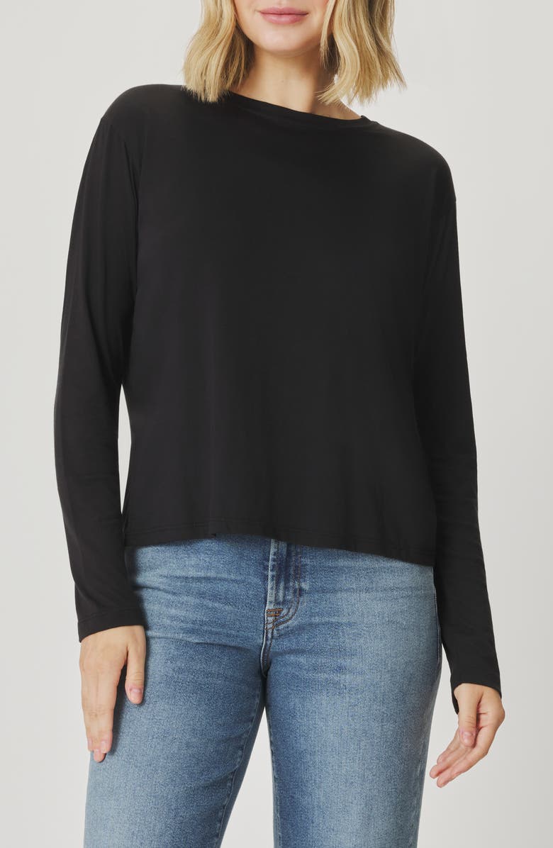 Splendid Lila Long Sleeve Cotton Top, Main, color, Black