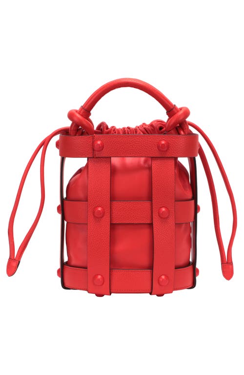 Ferragamo Cage Leather Bucket Bag In Red