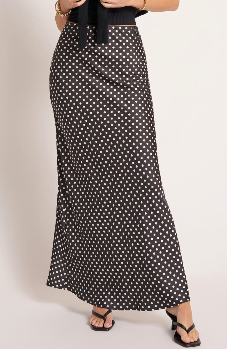 matty m. Polka Dot Bias Cut Maxi Skirt, Main, color, Black/ Ivory
