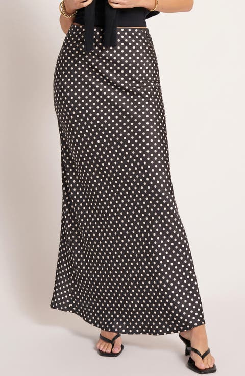Polka Dot Bias Cut Maxi Skirt