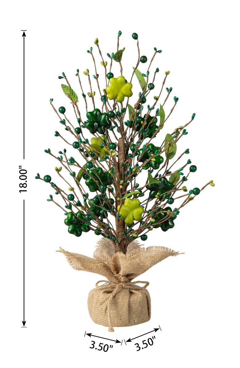 Glitzhome 18"H St. Patrick's Shamrock and Berry Table Tree, Alternate, color, Green