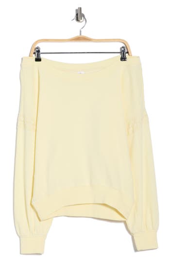 Abound Lace Trim One-shoulder Sweatshirt In Yellow