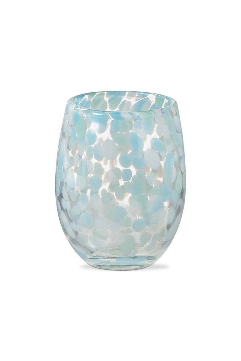 Aqua Blue Confetti Stemless Wine Glasses for Events, Main, color, Blue