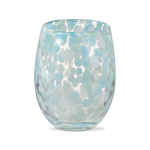 Aqua Blue Confetti Stemless Wine Glasses for Events