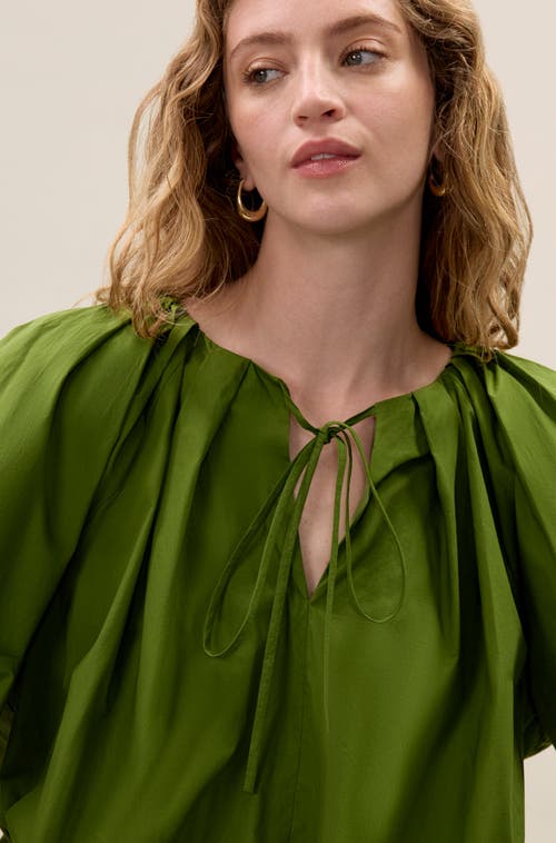 Rebecca Taylor Yara Poplin Bubble Top In Meadow In Green