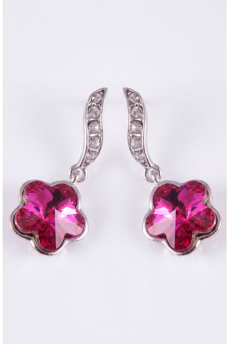 Crystal Flower Drop Earrings, Main, color, Pink