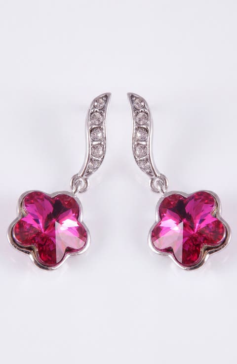 Crystal Flower Drop Earrings