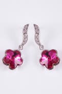 Modenaire Crystal Flower Drop Earrings