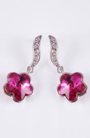 Modenaire Crystal Flower Drop Earrings