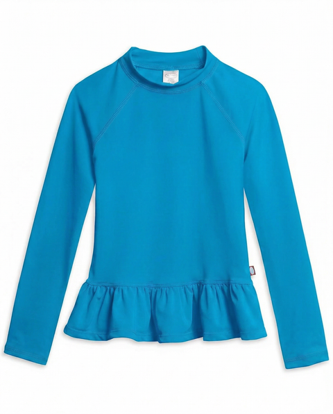 Girls Swim Peplum UPF 50+ Long Sleeve Rashguard Tee