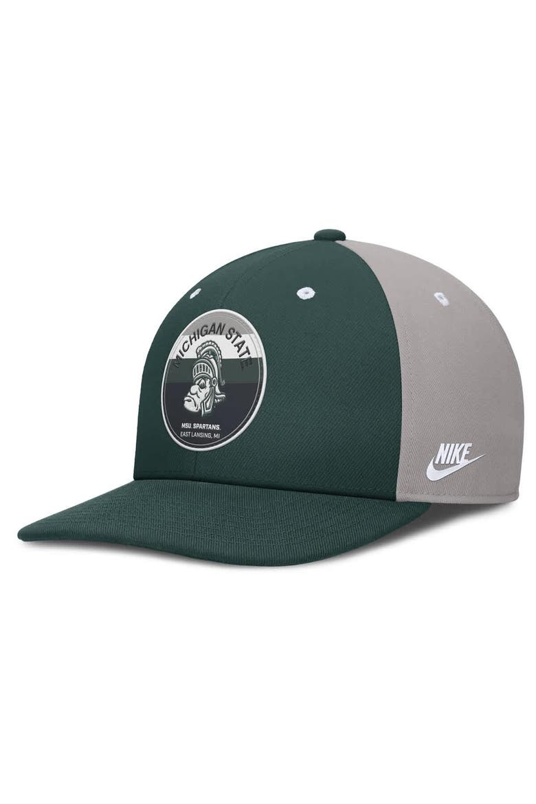 Men's Nike Green/Gray Michigan State Spartans Prep Pro Performance Snapback Hat, Main, color, Green