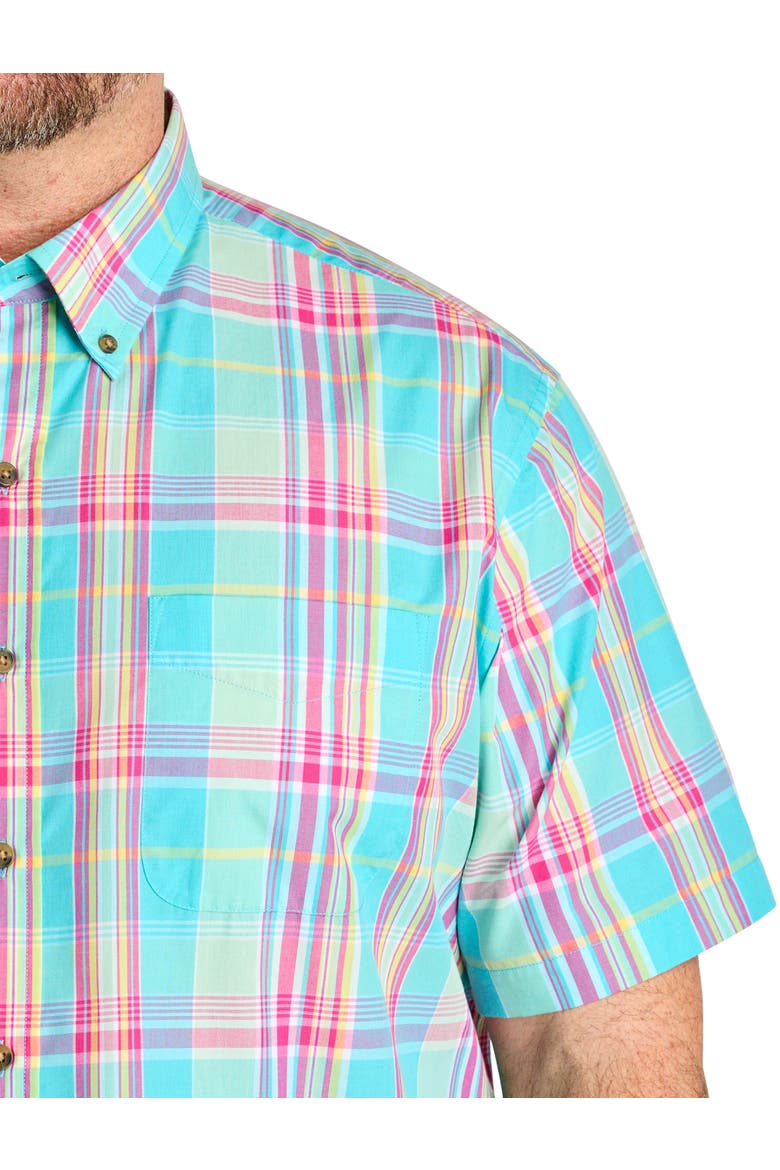 Big & Tall Easy-Care Large Plaid Sport Shirt V4, Alternate, color, BLUE