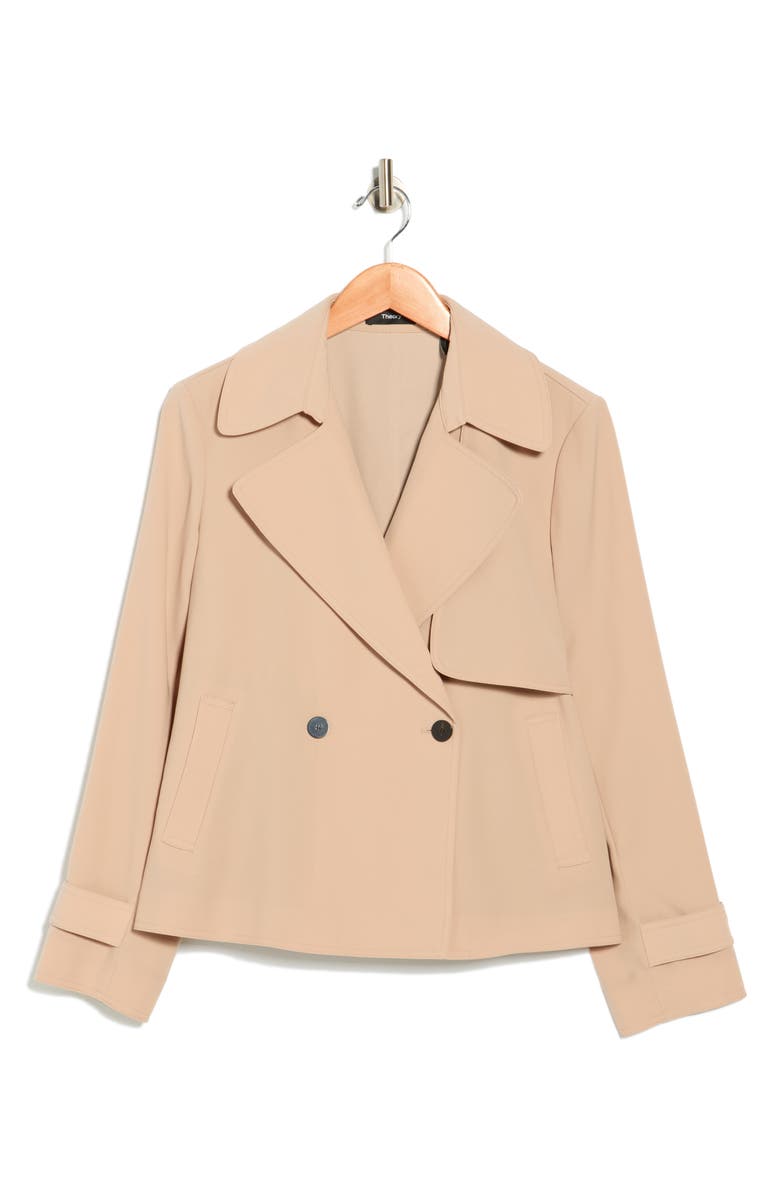 Theory Cropped Trench Coat, Alternate, color, Light Taupe