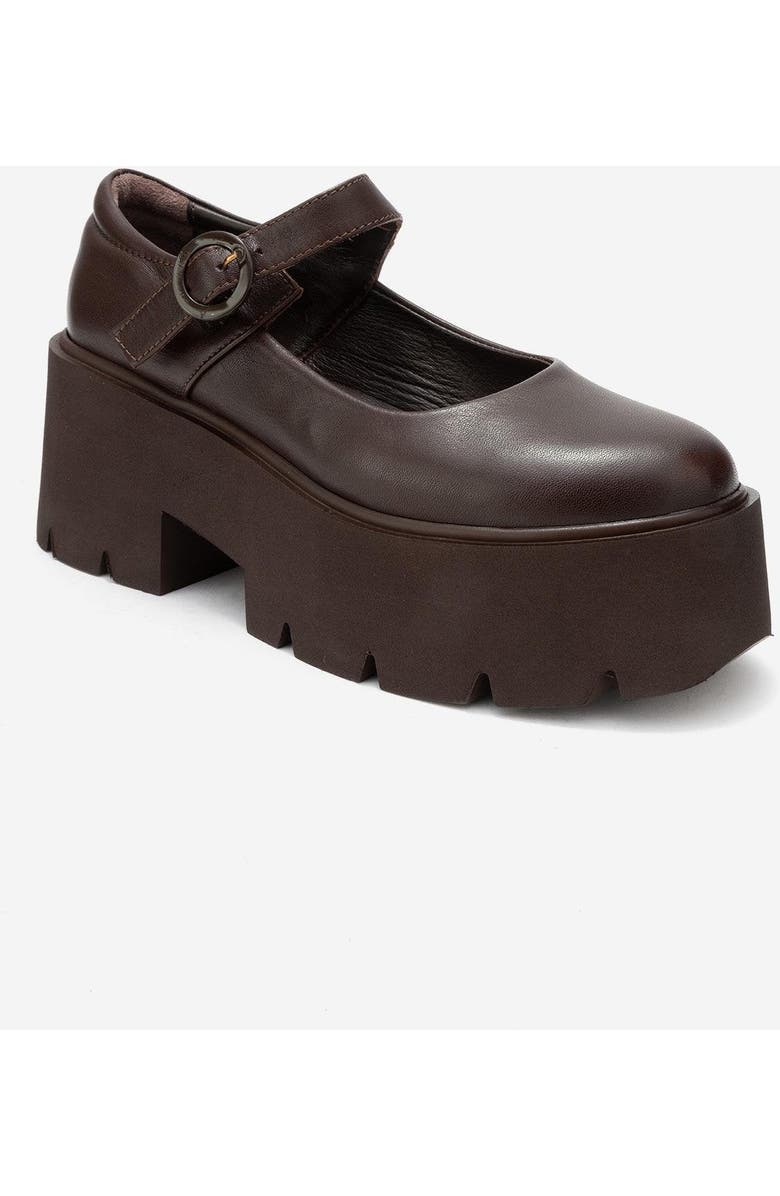 Forever & Always Shoes Orina Leather Platform Mary Jane Shoe, Alternate, color, Brown