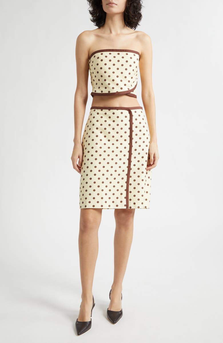 POSSE Bowie Strapless Linen Blend Crop Top, Alternate, color, Vanilla/ Choc