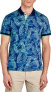 CONSTRUCT Slim Fit Floral Cotton Stretch Pique Polo