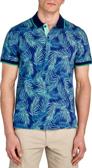 CONSTRUCT Slim Fit Floral Cotton Stretch Pique Polo