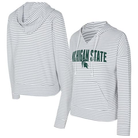 Men's Concepts Sport  White/Gray Michigan State Spartans French Terry Striped V-Neck Pullover Hoodie