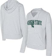 CONCEPTS SPORT Men's Concepts Sport  White/Gray Michigan State Spartans French Terry Striped V-Neck Pullover Hoodie