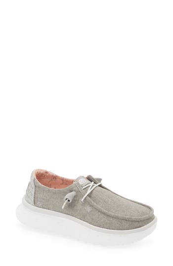 Hey Dude Wendy Peak Chambray Slip-on Moc Toe Shoe In Walnut
