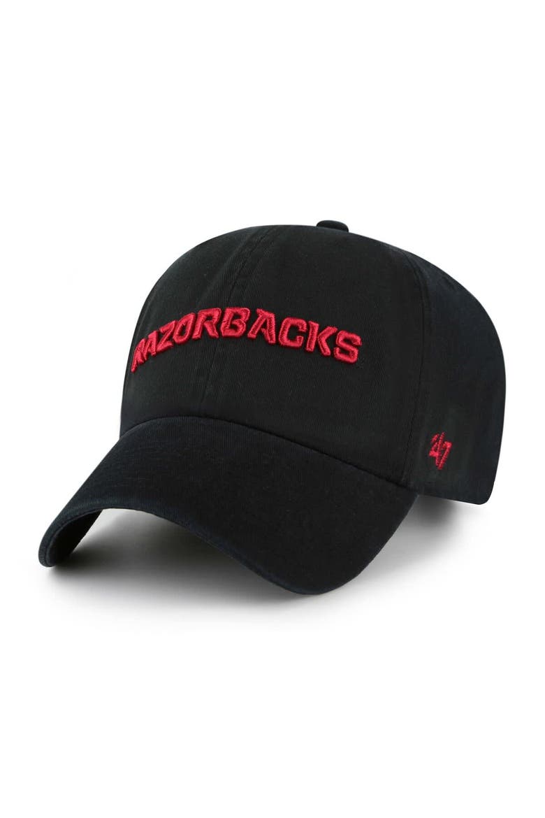 Men's '47 Black Arkansas Razorbacks Clean Up Adjustable Hat, Main, color, Black