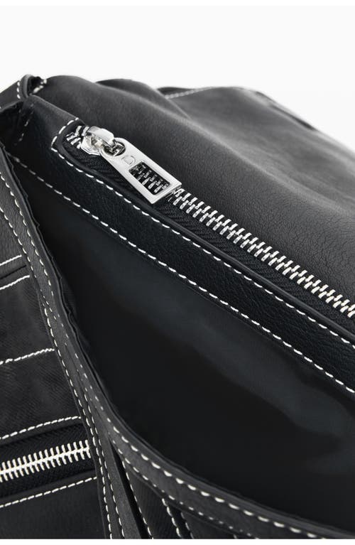 Desigual Belted Zip Faux Leather Backpack In Black