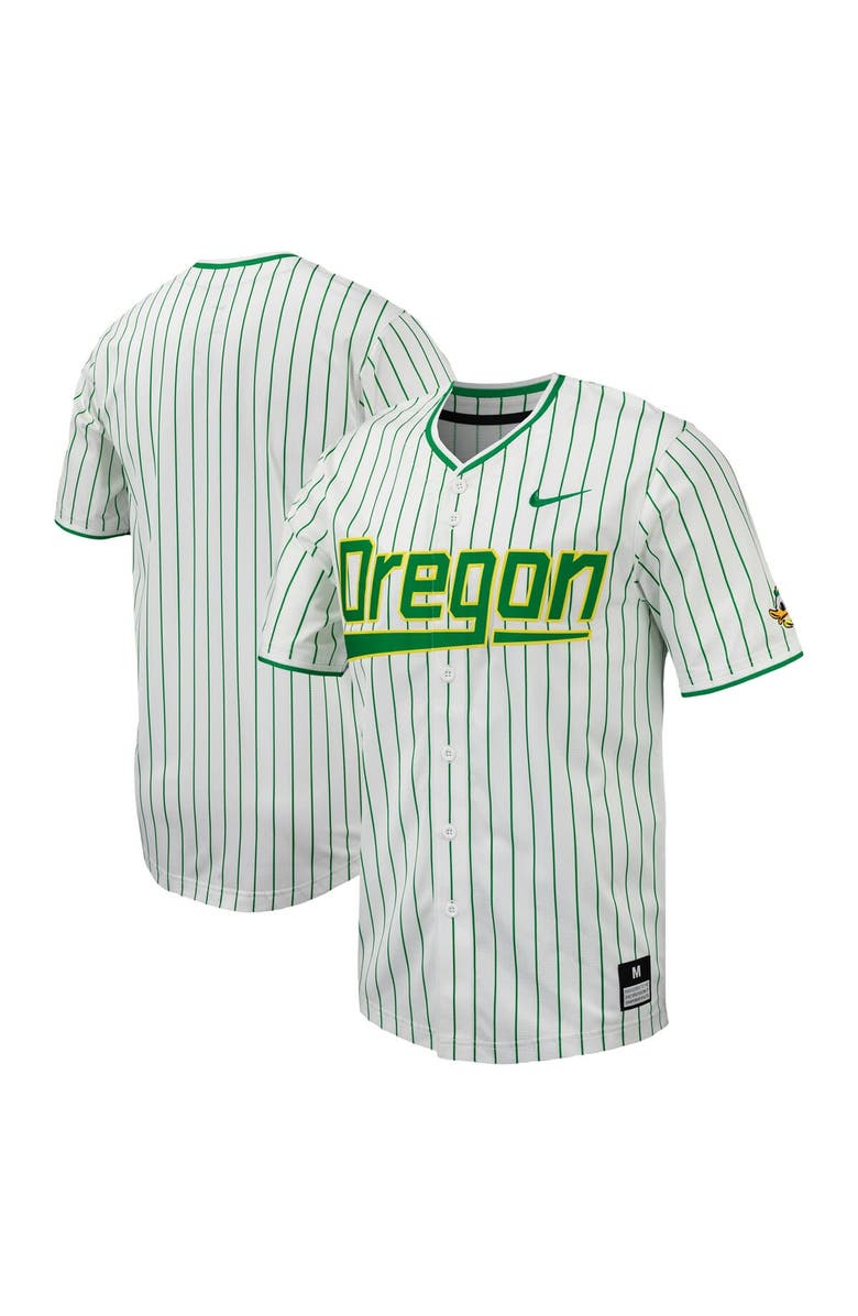 Nike Men's Nike White Oregon Ducks Pinstripe Replica Baseball Jersey, Main, color,